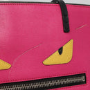 FENDI Monster Tote Bag Leather Pink Silver Auth bs27589-2