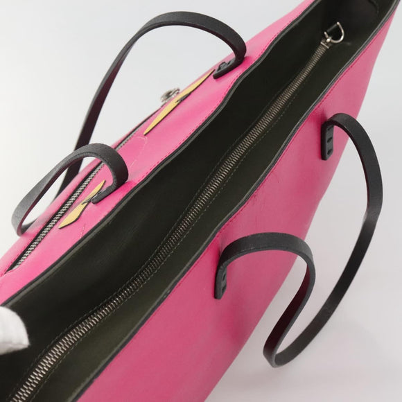 FENDI Monster Tote Bag Leather Pink Silver Auth bs27589