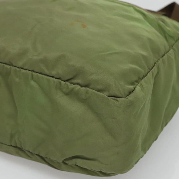 PRADA Shoulder Bag Nylon Khaki Silver Auth bs27601