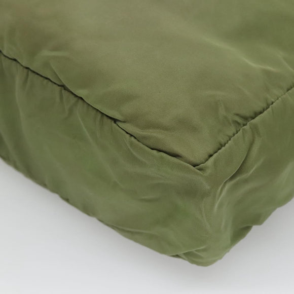 PRADA Shoulder Bag Nylon Khaki Silver Auth bs27601