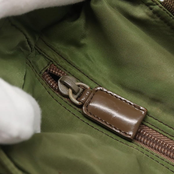 PRADA Shoulder Bag Nylon Khaki Silver Auth bs27601