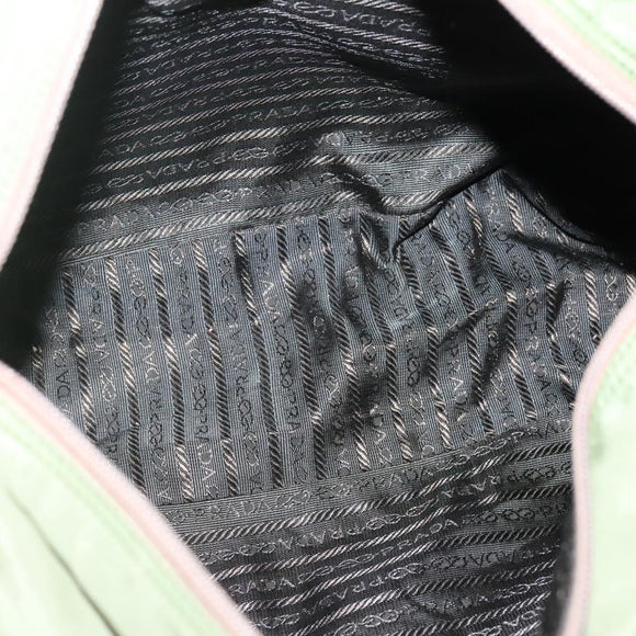 PRADA Shoulder Bag Nylon Khaki Silver Auth bs27601