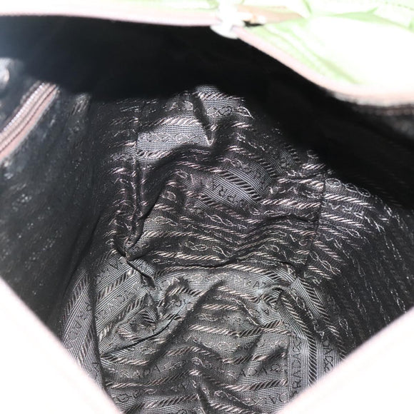 PRADA Shoulder Bag Nylon Khaki Silver Auth bs27601