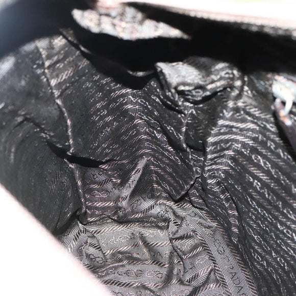 PRADA Shoulder Bag Nylon Khaki Silver Auth bs27601