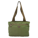PRADA Shoulder Bag Nylon Khaki Silver Auth bs27601-2