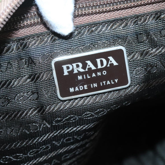PRADA Shoulder Bag Nylon Khaki Silver Auth bs27601