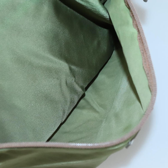 PRADA Shoulder Bag Nylon Khaki Silver Auth bs27601