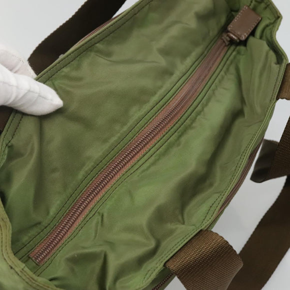 PRADA Shoulder Bag Nylon Khaki Silver Auth bs27601