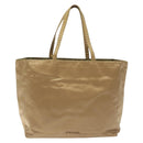 PRADA Hand Bag Satin Beige Gold Auth bs27603-2