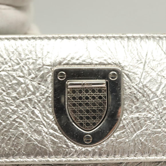 Christian Dior Ever Mini Hand Bag Leather 2way Silver Auth bs27633