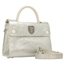 Christian Dior Ever Mini Hand Bag Leather 2way Silver Auth bs27633-1