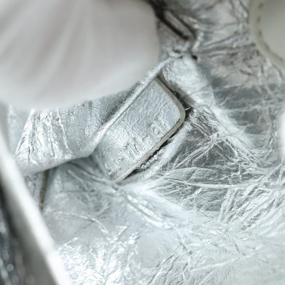 Christian Dior Ever Mini Hand Bag Leather 2way Silver Auth bs27633