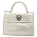 Christian Dior Ever Mini Hand Bag Leather 2way Silver Auth bs27633-13