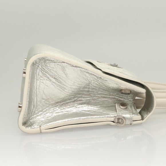 Christian Dior Ever Mini Hand Bag Leather 2way Silver Auth bs27633