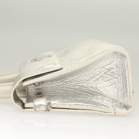 Christian Dior Ever Mini Hand Bag Leather 2way Silver Auth bs27633