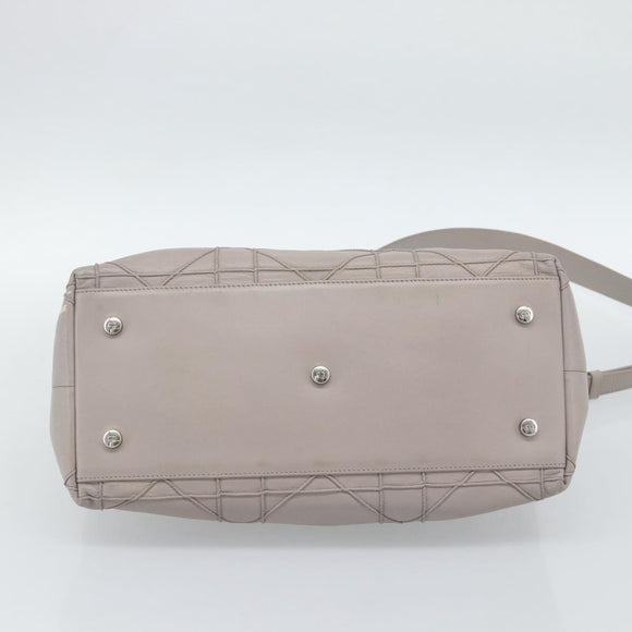 Christian Dior Canage Granville Hand Bag Leather 2way Gray Silver Auth bs27634