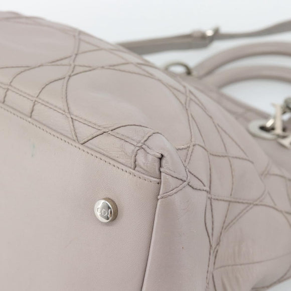 Christian Dior Canage Granville Hand Bag Leather 2way Gray Silver Auth bs27634