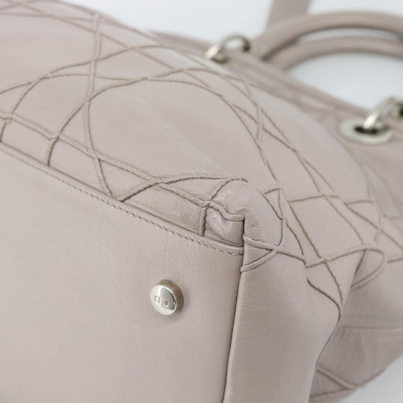 Christian Dior Canage Granville Hand Bag Leather 2way Gray Silver Auth bs27634