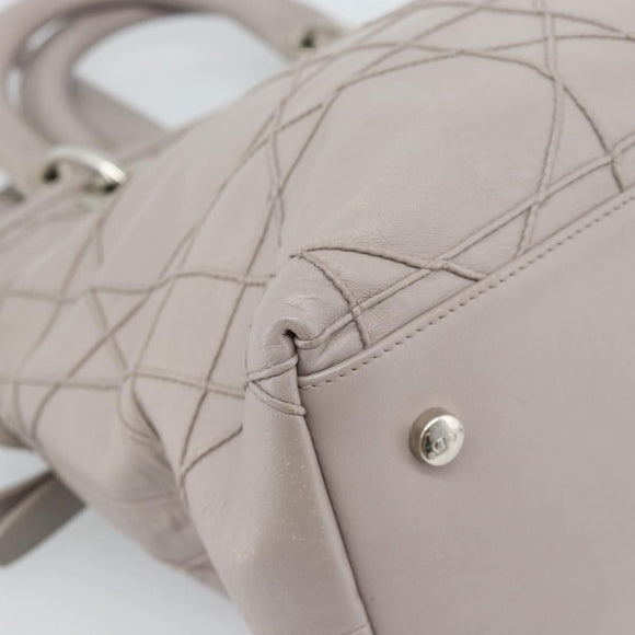 Christian Dior Canage Granville Hand Bag Leather 2way Gray Silver Auth bs27634