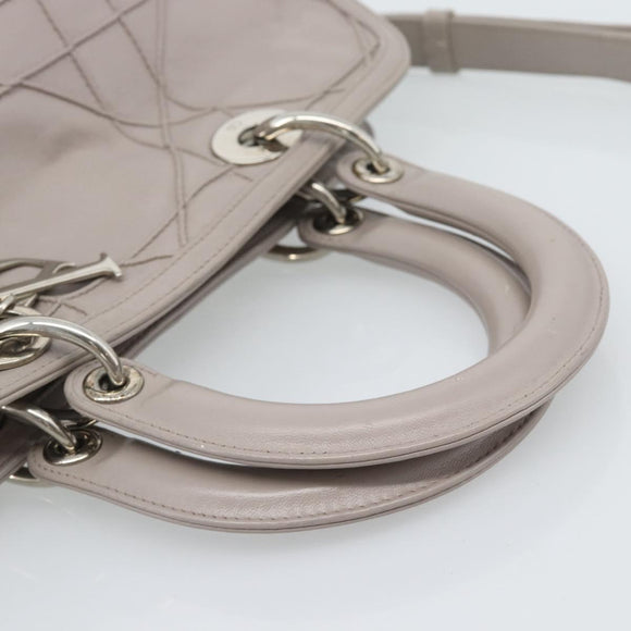 Christian Dior Canage Granville Hand Bag Leather 2way Gray Silver Auth bs27634