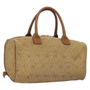 Christian Dior Honeycomb Canvas Boston Bag Beige Auth bs27637-1