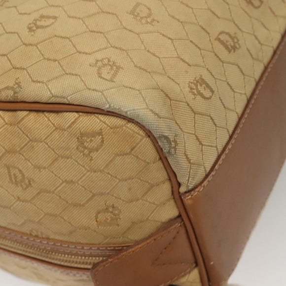 Christian Dior Honeycomb Canvas Boston Bag Beige Auth bs27637