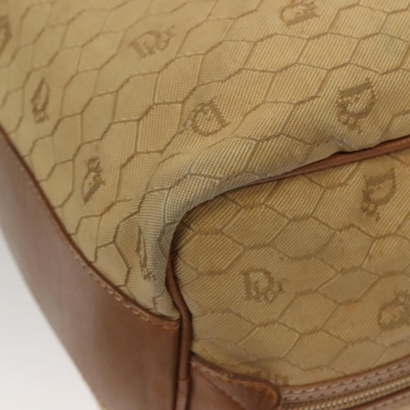 Christian Dior Honeycomb Canvas Boston Bag Beige Auth bs27637