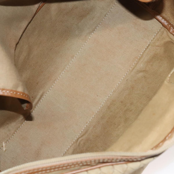 Christian Dior Honeycomb Canvas Boston Bag Beige Auth bs27637