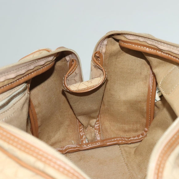 Christian Dior Honeycomb Canvas Boston Bag Beige Auth bs27637