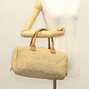 Christian Dior Honeycomb Canvas Boston Bag Beige Auth bs27637-20