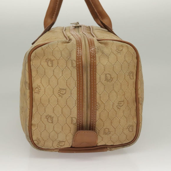 Christian Dior Honeycomb Canvas Boston Bag Beige Auth bs27637