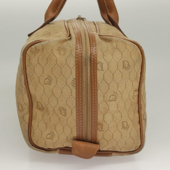Christian Dior Honeycomb Canvas Boston Bag Beige Auth bs27637