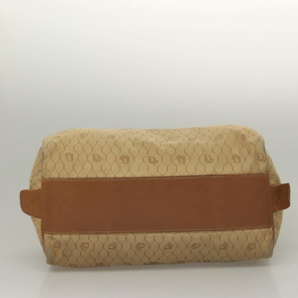 Christian Dior Honeycomb Canvas Boston Bag Beige Auth bs27637