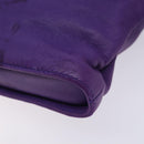 LOEWE Anagram Shoulder Bag Leather Purple Gold Auth bs27640-15