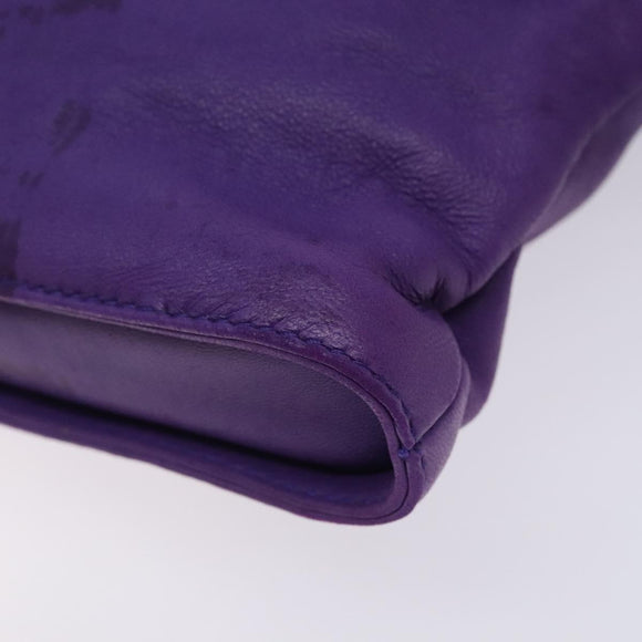 LOEWE Anagram Shoulder Bag Leather Purple Gold Auth bs27640