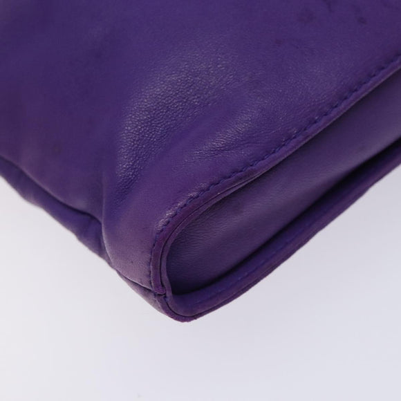 LOEWE Anagram Shoulder Bag Leather Purple Gold Auth bs27640