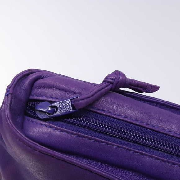 LOEWE Anagram Shoulder Bag Leather Purple Gold Auth bs27640