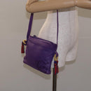 LOEWE Anagram Shoulder Bag Leather Purple Gold Auth bs27640-21