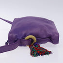 LOEWE Anagram Shoulder Bag Leather Purple Gold Auth bs27640-4