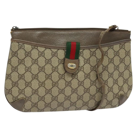 GUCCI GG Supreme Web Sherry Line Shoulder Bag PVC Beige 904 02 026 Auth bs27641