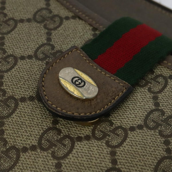 GUCCI GG Supreme Web Sherry Line Shoulder Bag PVC Beige 904 02 026 Auth bs27641