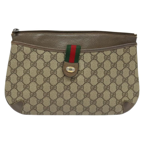 GUCCI GG Supreme Web Sherry Line Shoulder Bag PVC Beige 904 02 026 Auth bs27641