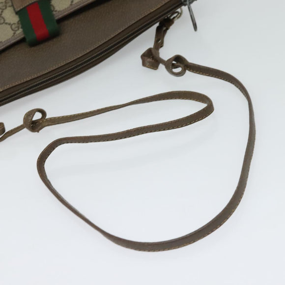 GUCCI GG Supreme Web Sherry Line Shoulder Bag PVC Beige 904 02 026 Auth bs27641