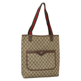 GUCCI GG Supreme Web Sherry Line Tote Bag PVC Beige 002 123 6487 Auth bs27643