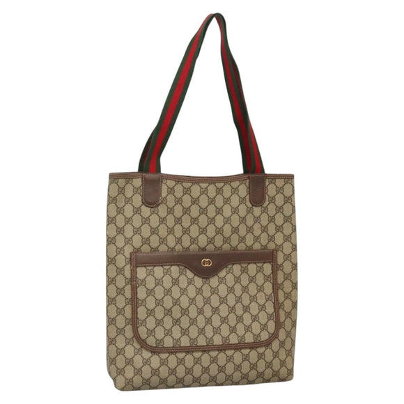 GUCCI GG Supreme Web Sherry Line Tote Bag PVC Beige 002 123 6487 Auth bs27643