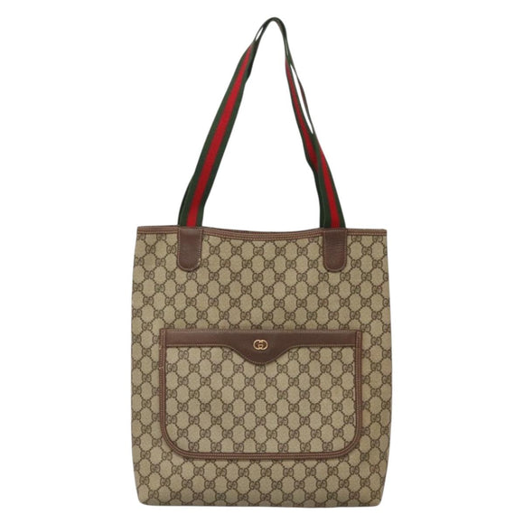 GUCCI GG Supreme Web Sherry Line Tote Bag PVC Beige 002 123 6487 Auth bs27643