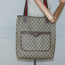 GUCCI GG Supreme Web Sherry Line Tote Bag PVC Beige 002 123 6487 Auth bs27643-21