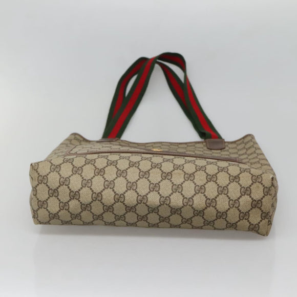 GUCCI GG Supreme Web Sherry Line Tote Bag PVC Beige 002 123 6487 Auth bs27643