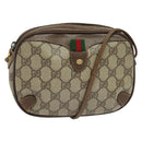 GUCCI GG Supreme Web Sherry Line Shoulder Bag PVC Beige 156 02 066 Auth bs27644-1