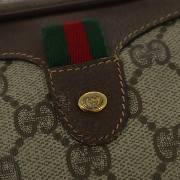 GUCCI GG Supreme Web Sherry Line Shoulder Bag PVC Beige 156 02 066 Auth bs27644